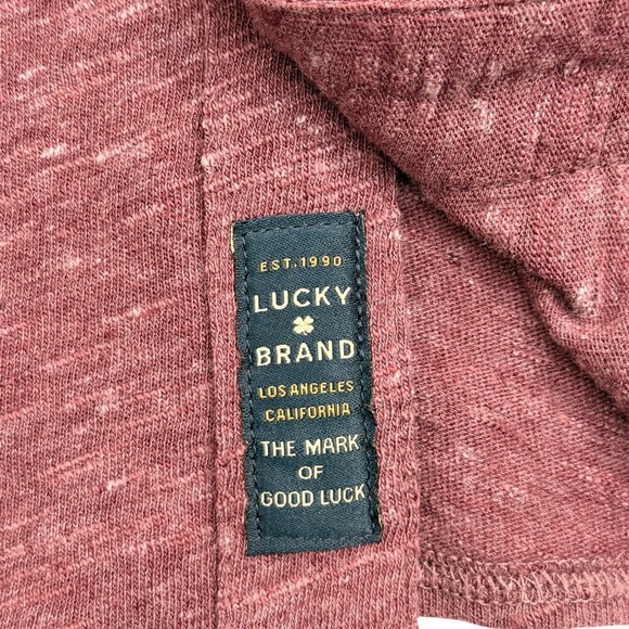 Lucky Brand‎ Short Sleeve Button Up Shirt Men's XXL Heathered Red Casual - Picture 4 of 8